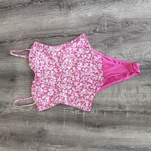 NEW! ZARA Barbie Pink Floral Print Corset Style Bodysuit XS - Picture 3 of 13